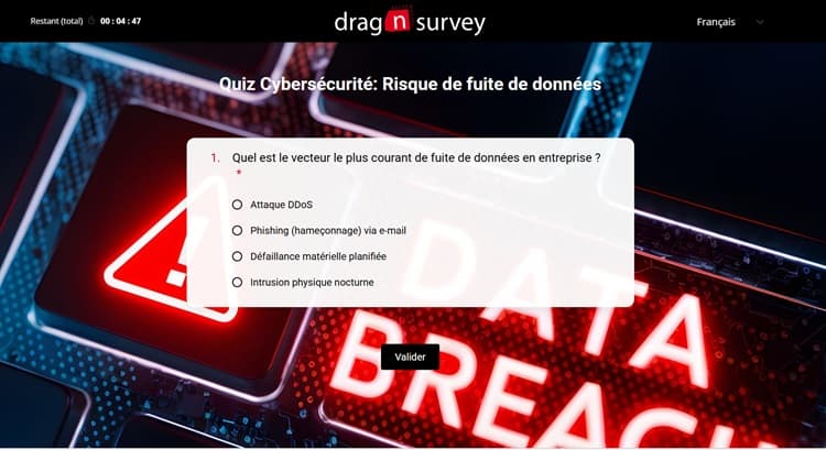 quiz cybersécurité fuite de données